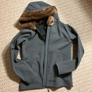 Marmot Womens M Gray Hooded Winter Soft Shell Weatherproof Jacket A90390 - EUC